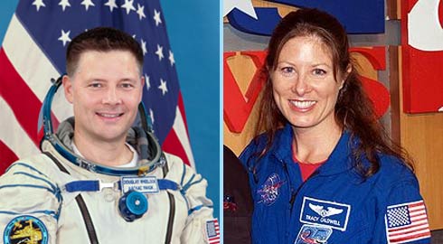 Astronautas Doug Wheelock  e Tracy Caldwell Dyson