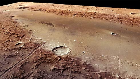 Cratera Orcus Patera em perspectiva, Marte