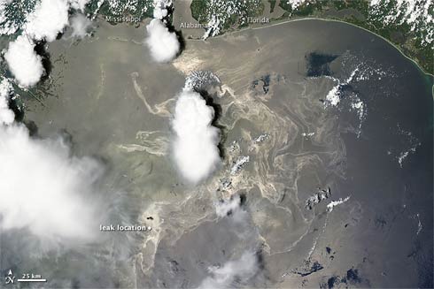 imagem de satelite - mancha de leo no golfo do mexico