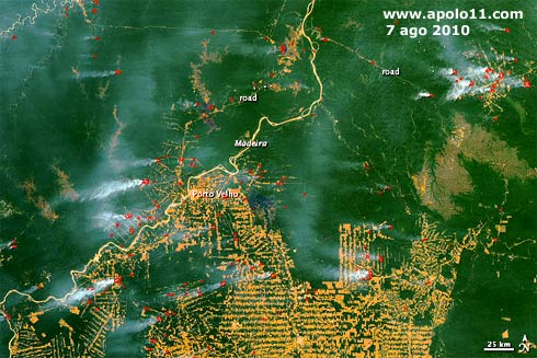 Imagem de satélite das queimadas no Brasil