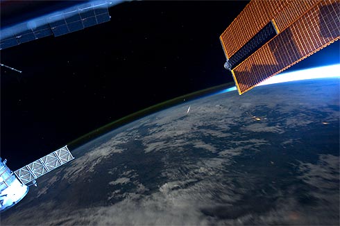 Chuva de meteoros Perseidea vista da ISS