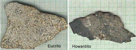 Amostra de meteoritos Eucrito e Howardito