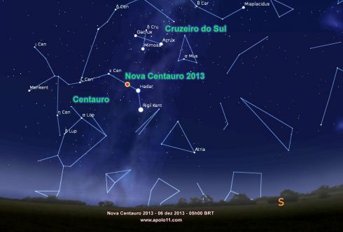Onde achar Nova Centauri 2013 - Carta Celeste