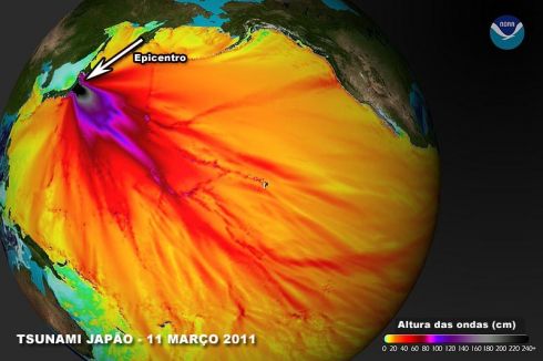 Altura das ondas do tsunami no Japo