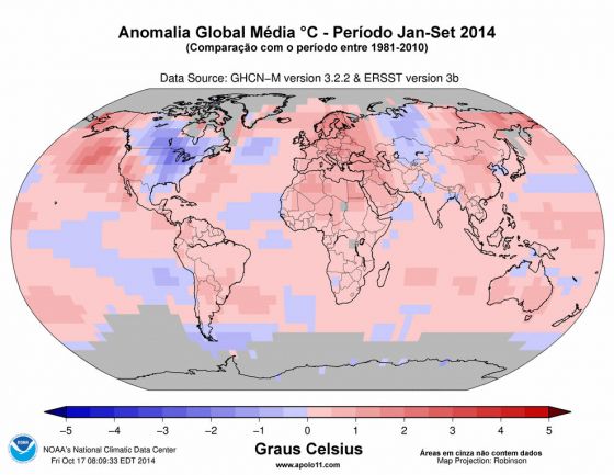 Temperatura em 2014