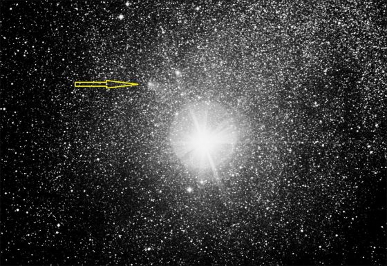 Cometa Siding Spring registrado durante a aproximao mxima a partir do observatrio SONEAR, instalado na cidade de Oliveiras, MG.