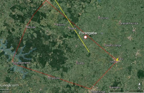 Meteorito Porangaba - mapa