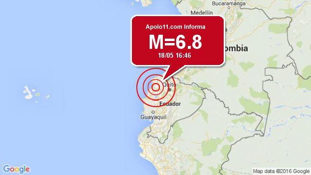 Forte terremoto sacode Equador, a 29 km de Rosa Zarate