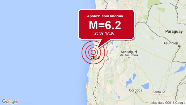 Forte terremoto sacode Chile, a 66 km de Diego de Almagro