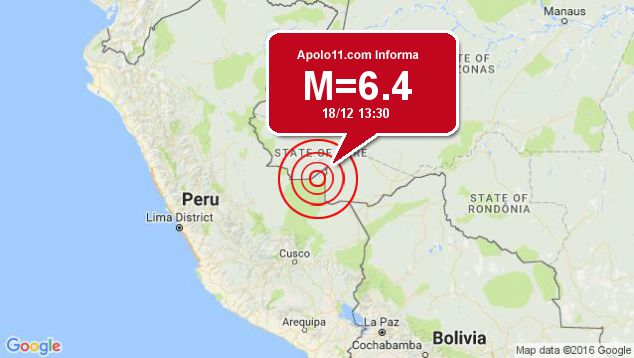 Terremoto de 6.1 pontos  registrado a 87 km de Santa Rosa do Purus, AC