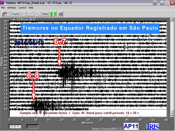 Simograma de terremoto no Equador