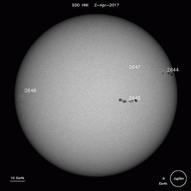 Mancha Solar AR2644 vista no comprimento de onda da luz visivel