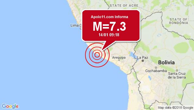 Forte terremoto sacode Peru, a 31 km de Acari