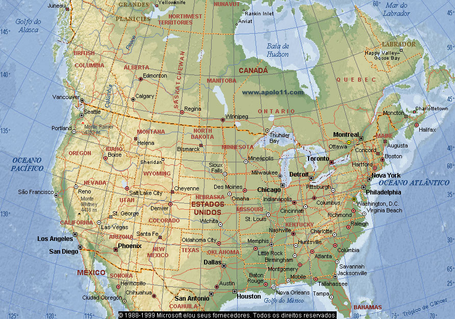 Mapa dos EUA e Canad