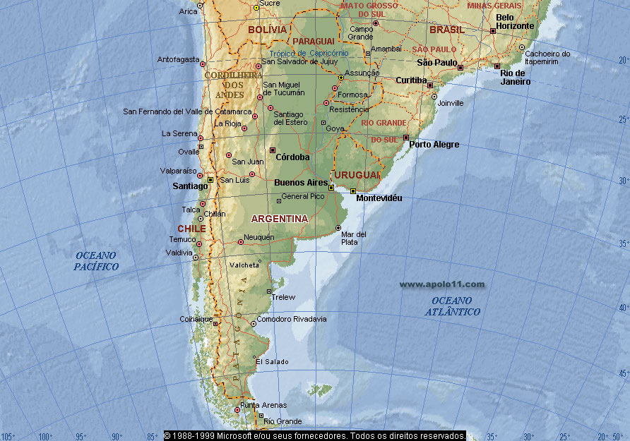 Mapa do cone sul da Amrica do Sul