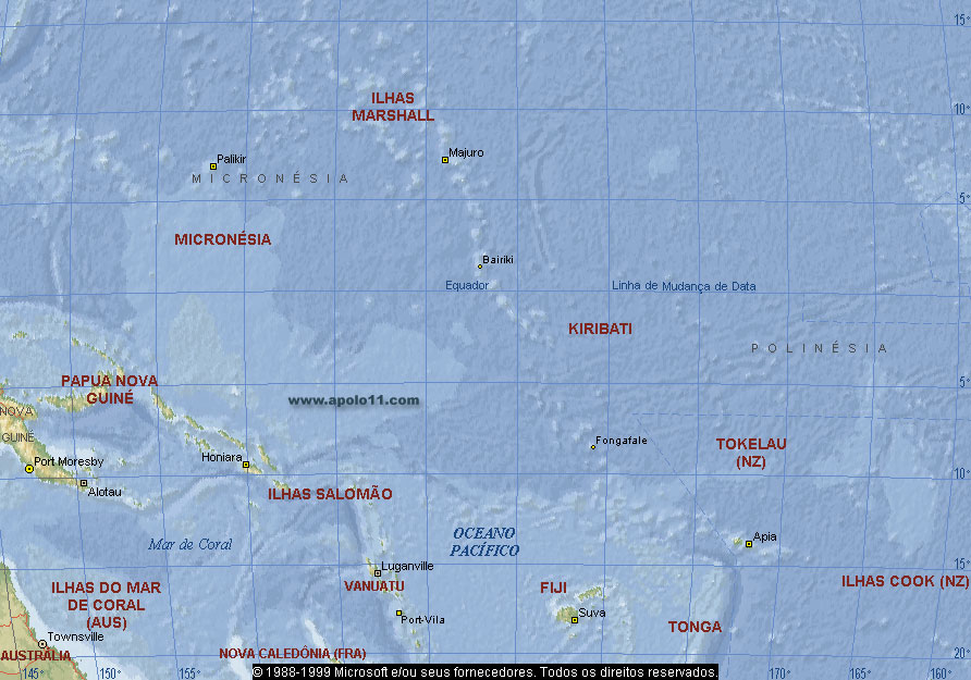 Mapa da Polinsia e Micronsia