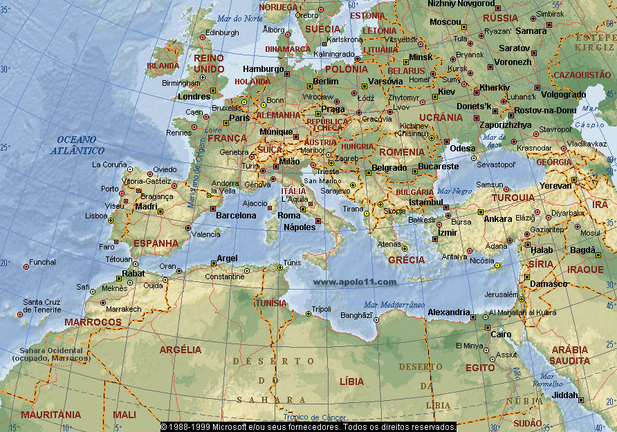 Mapa da Europa e norte da frica