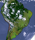 Imagem de sat�lite dos pontos de queimadas no Brasil