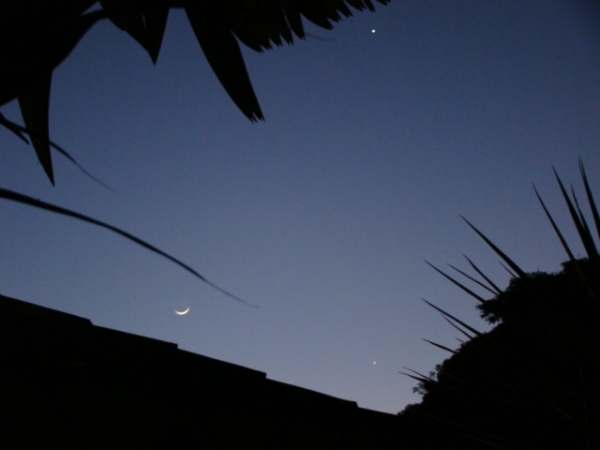 Lua minguante, Vênus e Mercúrio