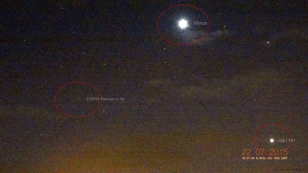 Cometa C/2014 Q1 (Panstarrs) com Vênus e Júpiter