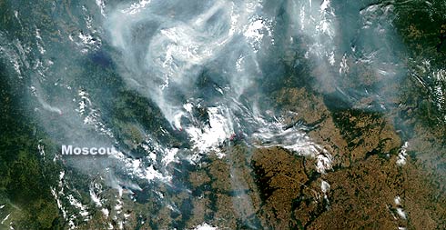 Imagem de satélite: Queimadas na Russia em agosto de 2010