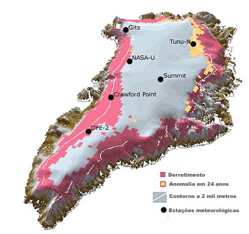 Derretimento do gelo na Groenlândia