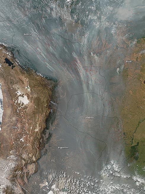 Imagem de satélite Queimadas na América do Sul