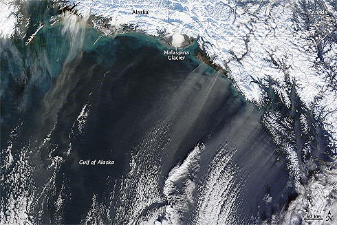 Tempestade de poeira em pleno Golfo do Alasca, registrada em 17 de novembro de 2010