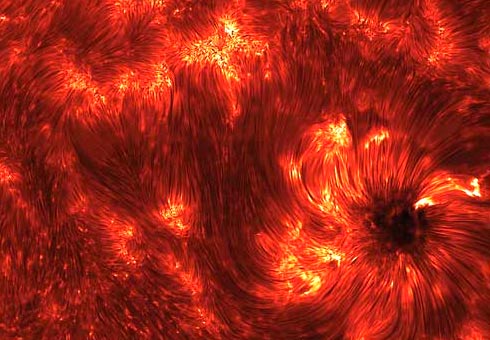 Imagem do Sol captadas pelo telescópio solar Dunn