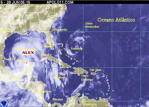 Imagem de satélite furacão Alex