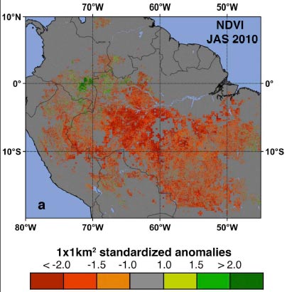 anomalia índice de verde da Amazônia