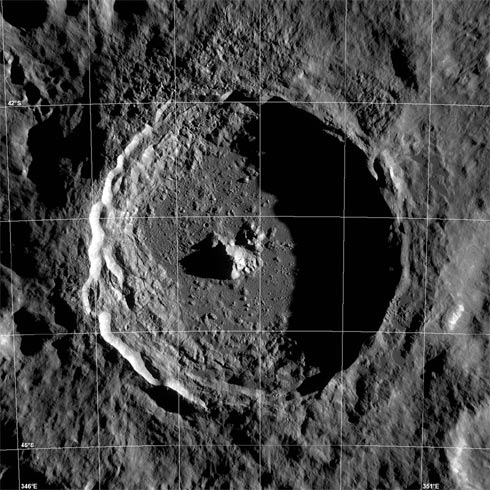Cratera Tycho vista pela sonda LRO