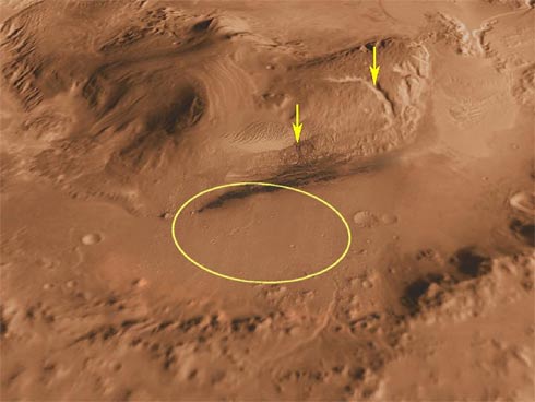 Detalhe da Cratera Gale em Marte
