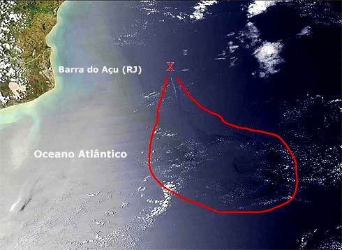 Imagem de satélite vazamento Bacia de Campos