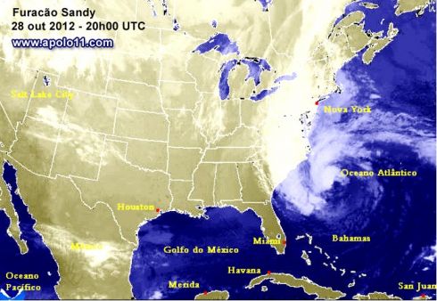 Imagem de satelite furacao Sandy