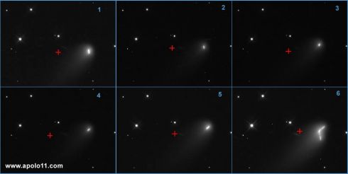 Mosaico de imagens do cometa C/2012 S1 ISON