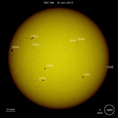 Manchas solares em 9 de janeiro de 2013