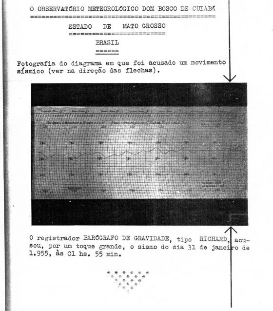 Barografo registra o terremoto de 1955 no Brasil