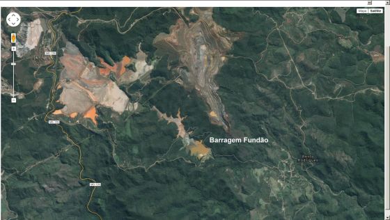 Imagem de satelite da barragem do Fundao, MG