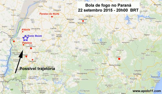 Mapa bola de fogo no Parana