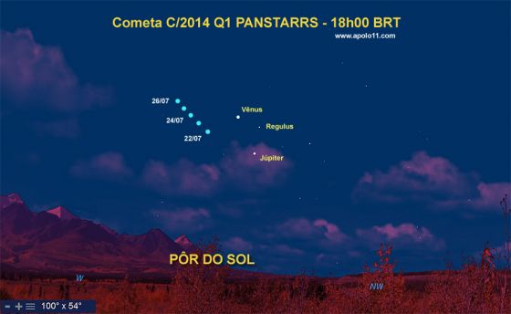 Carta de localizacao do  cometa C/2014 Q1 Panstarrs