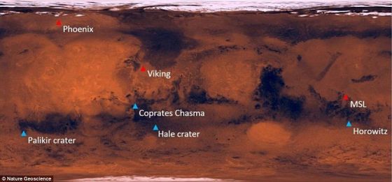 Marte - locais com Perclorato