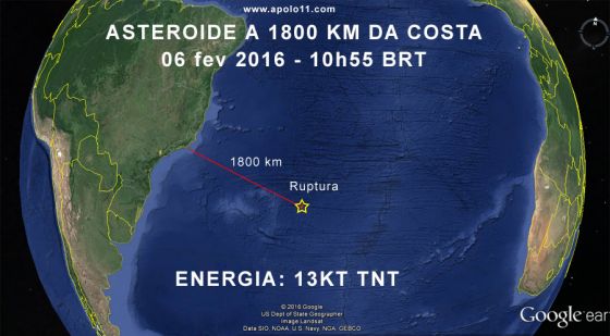 Asteroide explode sobre a costa brasileira