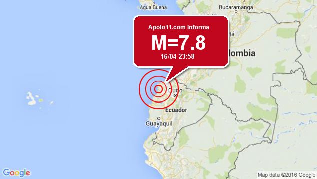 Forte terremoto atinge Equador, a 28 km de Muisne