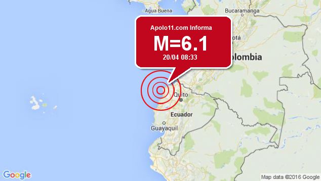 Forte terremoto sacode Equador, a 25 km de Muisne