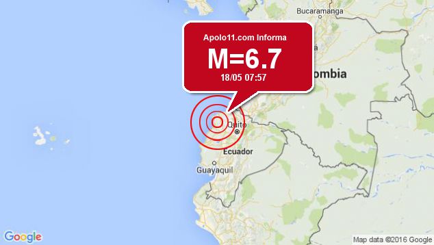 Forte terremoto sacode Equador, a 34 km de Rosa Zarate