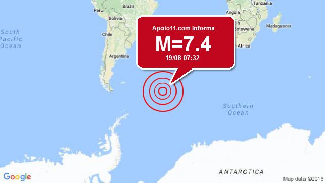 Terremoto de 7.4 atinge região das Ilhas Georgia do Sul