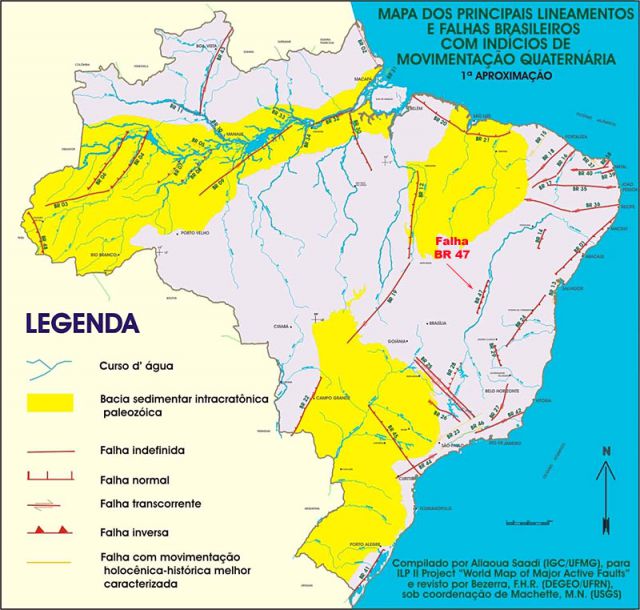 Mapa de Falhas tectonicas