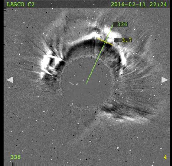 Ejecao de massa coronal ocorrida em 11 de fevereiro de 2016