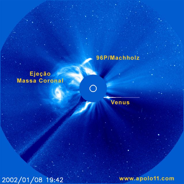 Cometa 96/P durante passagem pelo campode  visao do instrumento LASCO C3 do telescopio SOHO